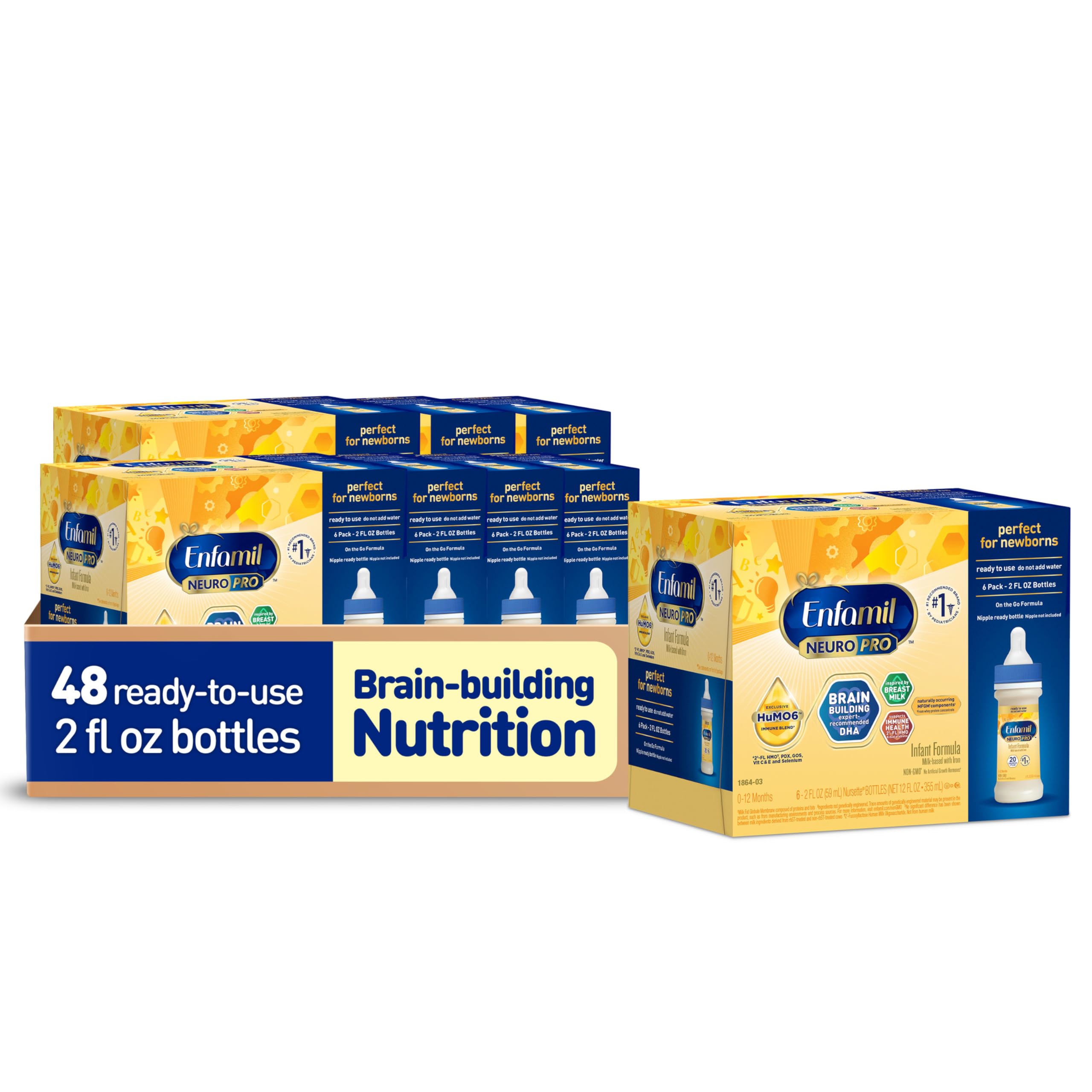 Photo 1 of Enfamil NeuroPro Ready-to-Use Baby Formula, Ready to Feed, Brain and Immune Support with DHA, Iron and Prebiotics, Non-GMO, 2 Fl Oz (Pack of 48)