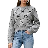 Womens Vintage Fair Isle Knit Sweater 2025 Fall Long Sleeve Crewneck Lightweight Pullover Top Sweaters