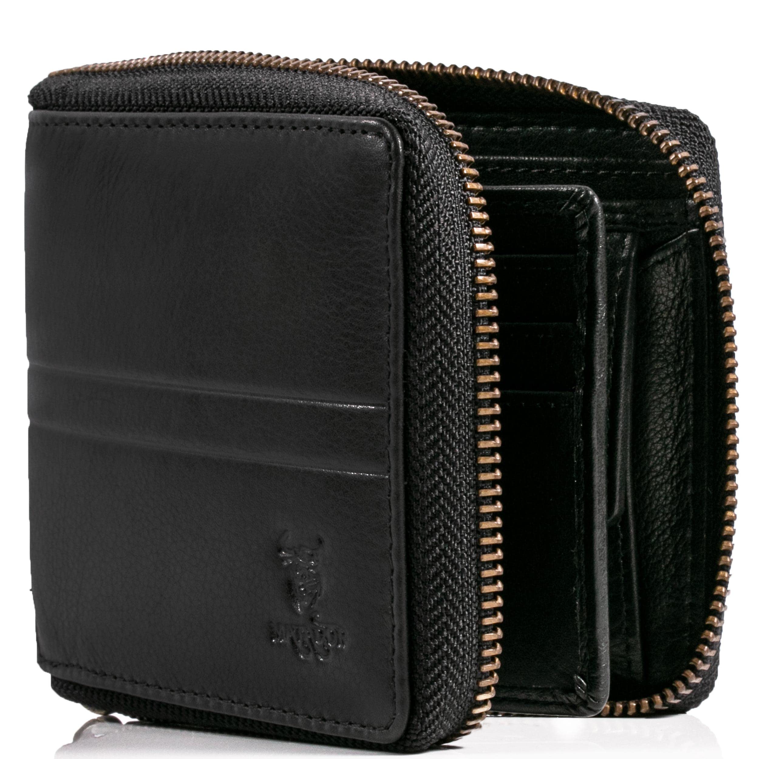 MATADOR® Men's Purse Women's Wallet with RFID Protection Zip, black, 13x2x10 CM, Vintage