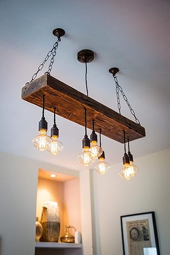 Reclaimed Rustic Wooden Chandelier Ceiling Light Pendant For