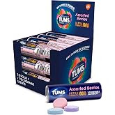 TUMS Ultra Strength Antacid Tablets for Chewable Heartburn Relief and Acid Indigestion Relief, Assorted Berries - 12 Pack of 12 Count Rolls