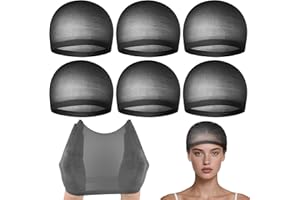 PLULON 6 Pcs Black Wig Cap for Women, Mesh Stocking Wig Caps Net Closed End Hair Mesh Net Liner Ultra-thin Invisible for Women Men Cosplay Show Halloween Bachelorette Party Music Festivals Daily Life