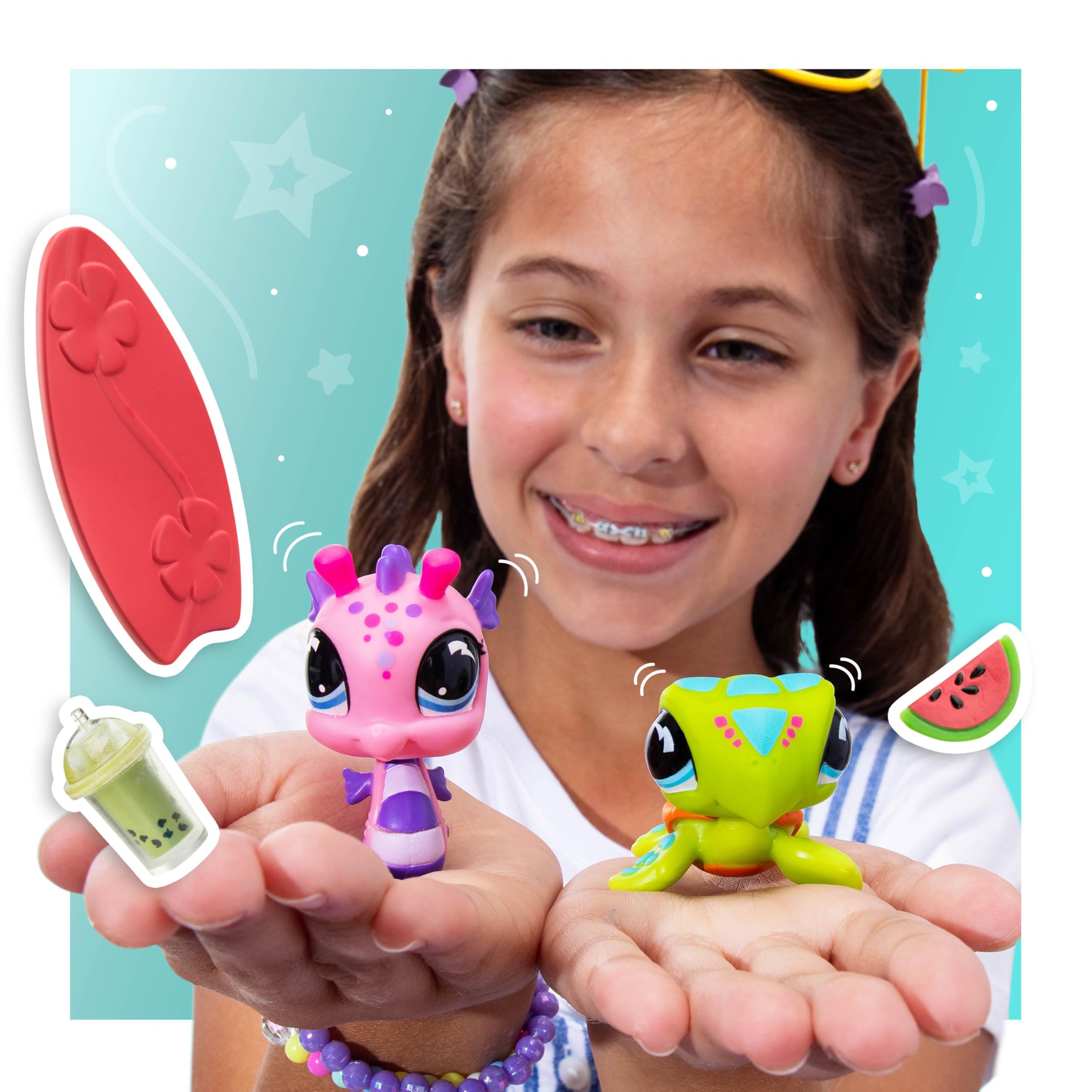 Littlest Pet Shop Pet Pairs Bundle 4 Pack - Series 4 - Gen 7 Authentic LPS Bobble Head Toy Figure, Collectible Toy Animal, Ages 4+