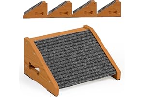 INRLKIT 4 Pack Wooden Dog Ramp for Stairs Suits for Small Medium Large Dogs Cats, Pet Steps for Staircase Ramp for Dogs Cats, Need Installation(Brown, S: 11.8 * 9.8 * 5.9 inches)