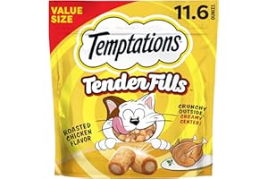 Temptations Tender Fills Crunchy and Soft Adult Cat Treats, Roasted Chicken Flavor, 11.6 oz. Pouch