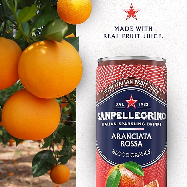 SANPELLEGRINO ITALIAN SPARKLING DRINK ARANCIATA ROSSA, SPARKLING ORANGE AND BLOOD ORANGE BEVERAGE, 11.15 FL OZ CAN