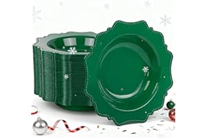 COLOSUS 60 Pack Green Plastic Bowls, 12 oz Disposable Soup Bowls, Premium Plastic Dinner Bowls,Heavy-duty Dessert Salad Bowl for Party, Wedding, Dinner, Christmas, Thanksgiving, and Catering