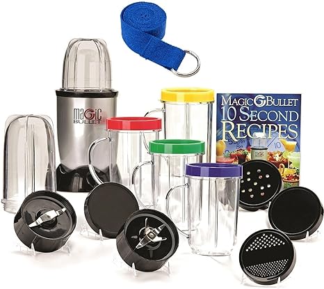 Amazon Com Compact Countertop Magic Bullet Blender Multipurpose Appliance 18 Piece Express Mixing Set Bones 10 Second Recipe Book Plus 1 Prestee Premium Yoga Strap Kitchen Dining
