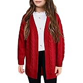 Yesfashion Girls Open Front Cardigan Sweater Long Sleeve Knit Solid Soft School Uniform Sweater Outwear Coat 5-14Y