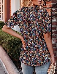 KISSMODA Women's Tunic Tops Casual V Neck Short
