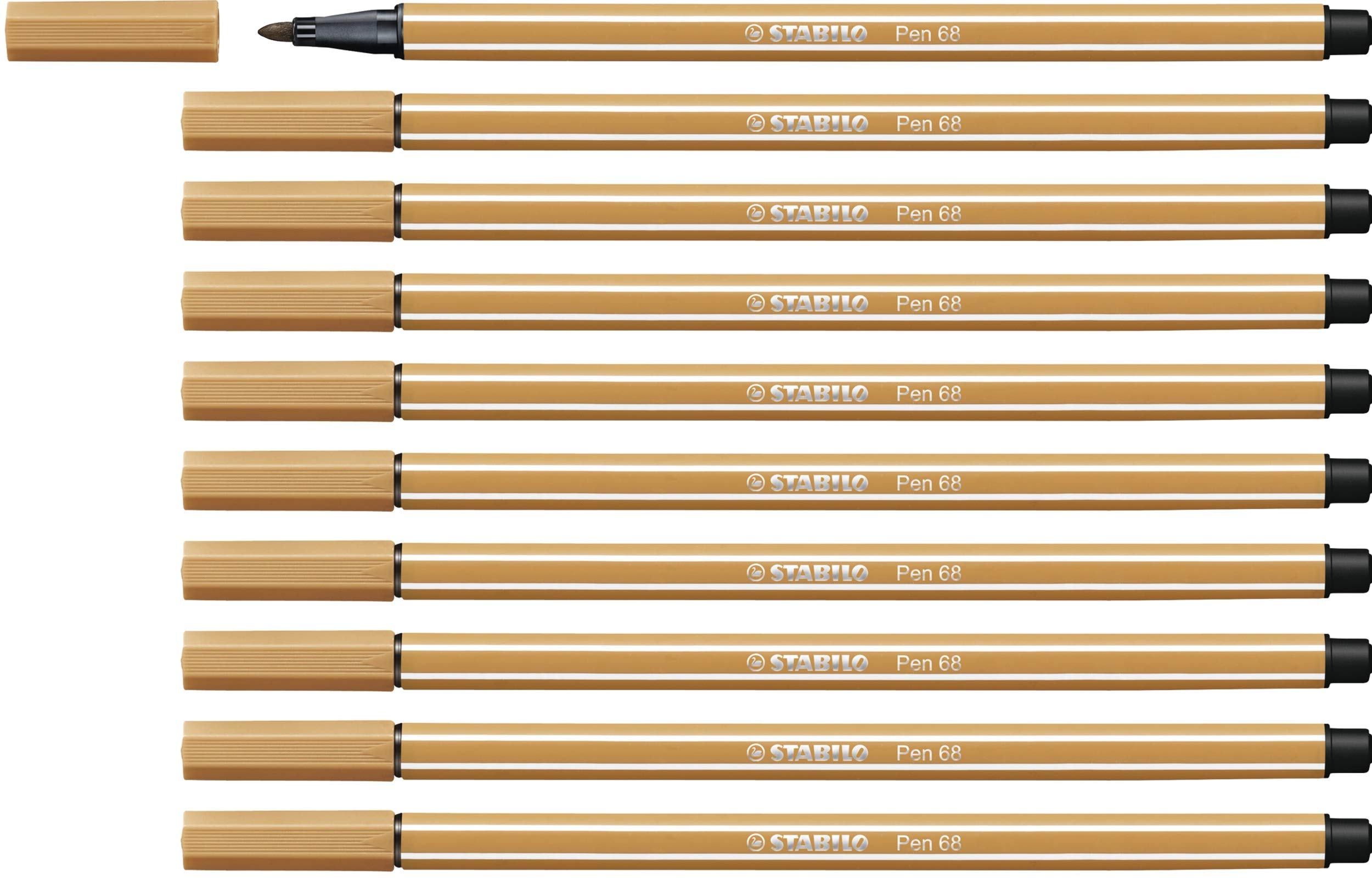 STABILO Pen 68 - Premium Fibre-Tip Pen - Pack of 10 - Dark Ochre — image 1