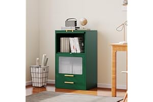 pozdeg Metal Display Storage Cabinet, 36.1" H Bookshelf and Bookcase with Flip-up Acrylic Doors and 1 Drawer, Freestanding Storage Cupboard for Kitchen, Living Room, Study