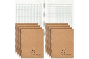 AmazingSpark 8 Pcs 13 Column Ledger Book 8.5 x 11 Inch Account Book Notebook Columnar Pad Analysis Pad Kraft Paper Cover 100 Pages for Personal Use Business(50 Sheet)