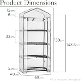 Christow Mini Greenhouse 4 Tier Reinforced Growhouse 5ft2in x 2ft2in view 7