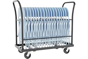 Folding Chair Cart with Wheels,L-Shaped Folding Chair,300 LBS Load Heavy-Duty Metal Cart for 25 Chairs,Apply to Large Busines