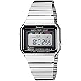 Casio Men's Classic Quartz Stainless-Steel Strap, Silver, 21.5 Casual Watch (Model: A700W-1ACF)
