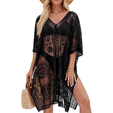Kimono De Plage Femme - Cache-maillot Long Et Fluide - Tunique Légère été - Grande Taille - Style Boho Chic Pour Piscine Ou Bord De Mer