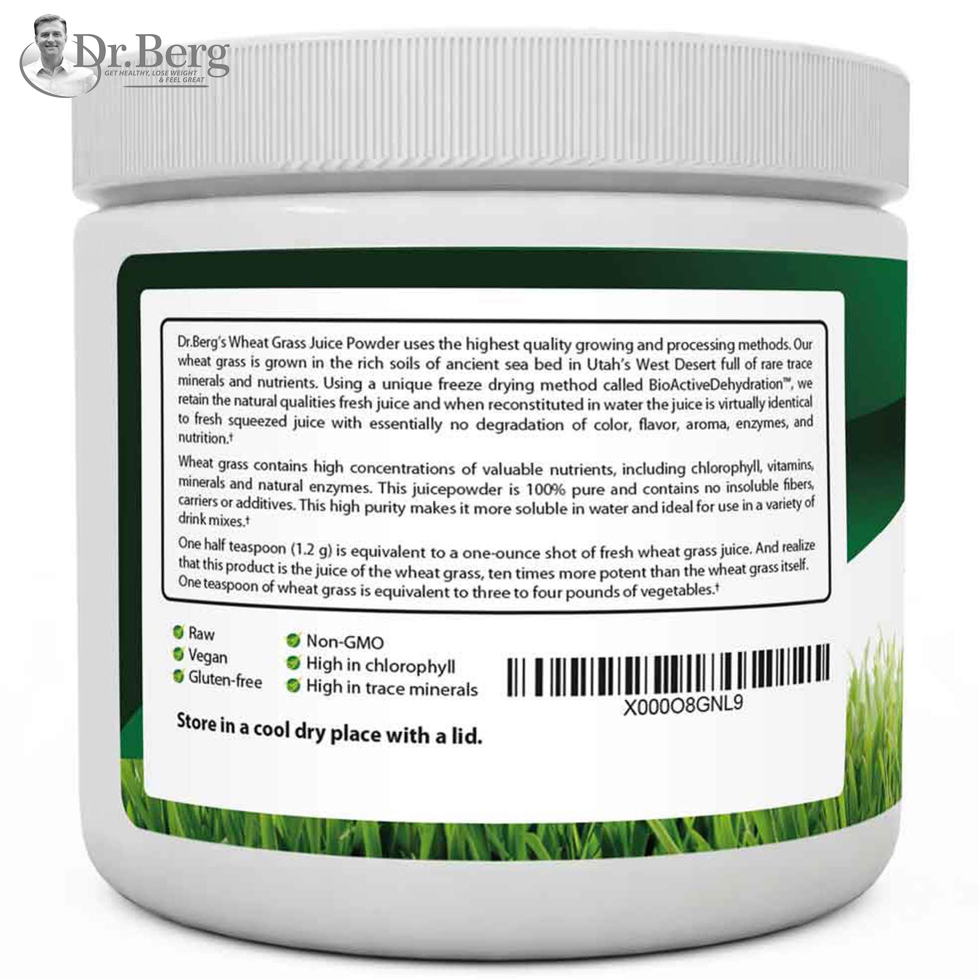 Dr. Berg's Wheat Grass Juice Organic Superfood Powder Raw & Ultra