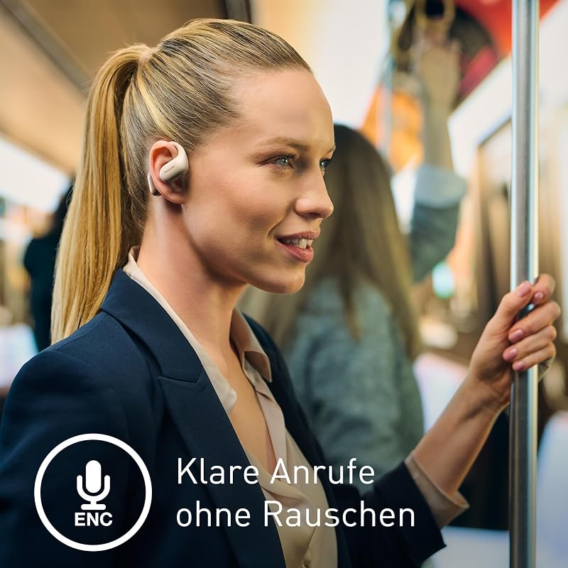 RB-F10DE-C Open-Ear kabellose Kopfhörer, Bluetooth 5.4 Kopfhörer mit ENC Mikrofon, 25 Std. Wiedergabe, IPX4 Sport Kopfhörer, Touch-Bedienung, Beige