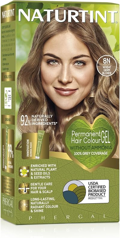 Naturtint 8N Wheatgerm Blonde Permanent Hair Colour Gel 60ml 50ml Mask