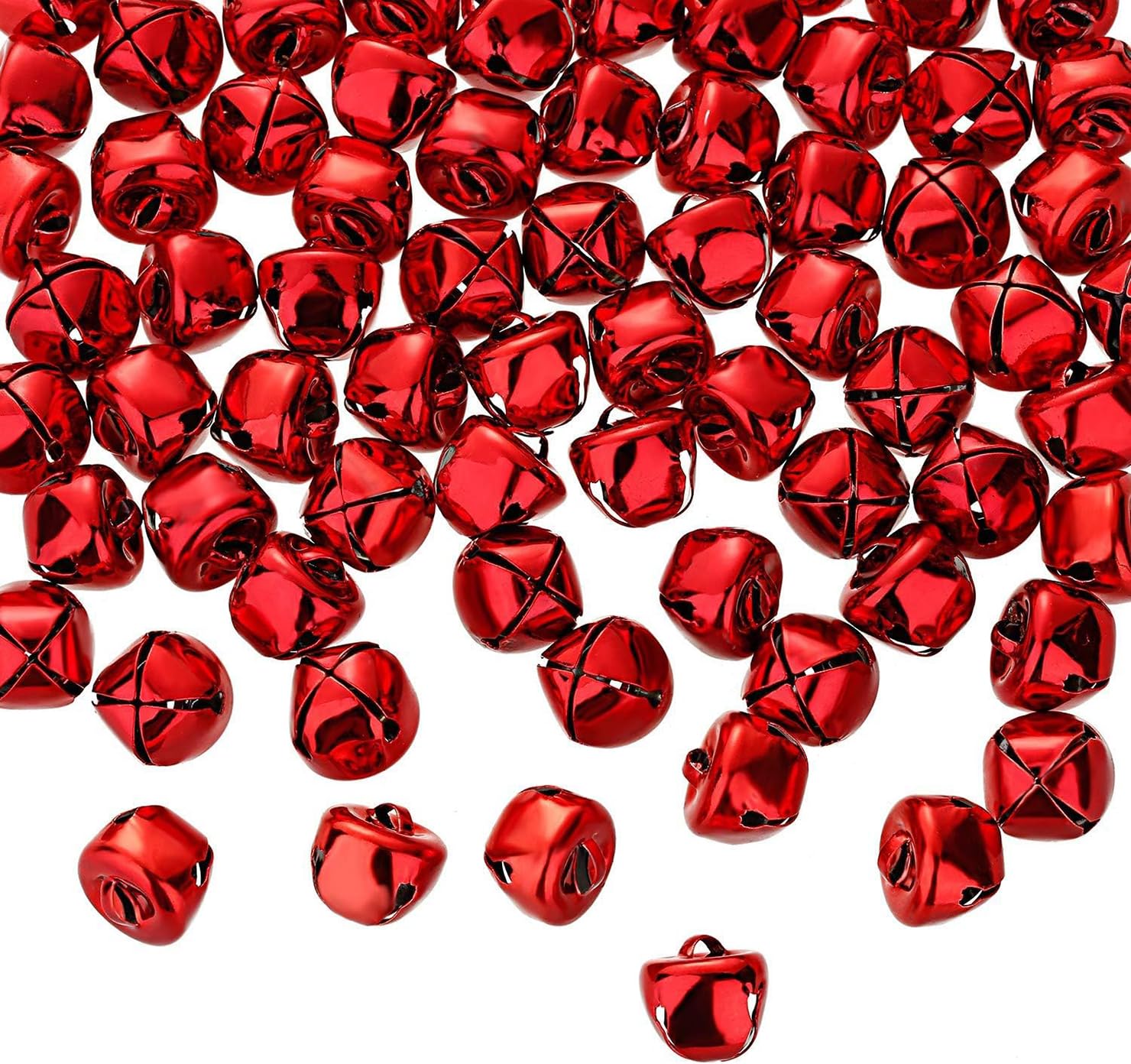 Jingle Bells, 80 Pcs 15mm Metal Craft Bells for DIY Festival Home Christmas Decor (0.6inch Red)