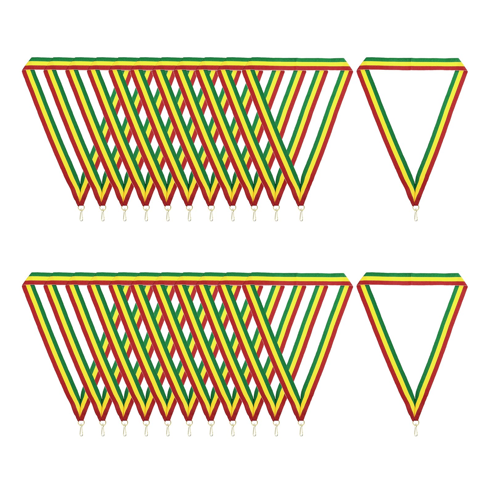 PATIKIL Award Neck Ribbons with Snap Clips, 24 Pcs Polyester Striped Medal Lanyards Ribbon for Competitions Sports Meetings Sports Party, Red Yellow Green