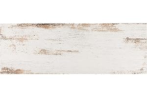 SomerTile FNURT8BL Vintage Porcelain Floor and Wall, 8.25" x 23.5", White/Brown Tile, 8 Piece