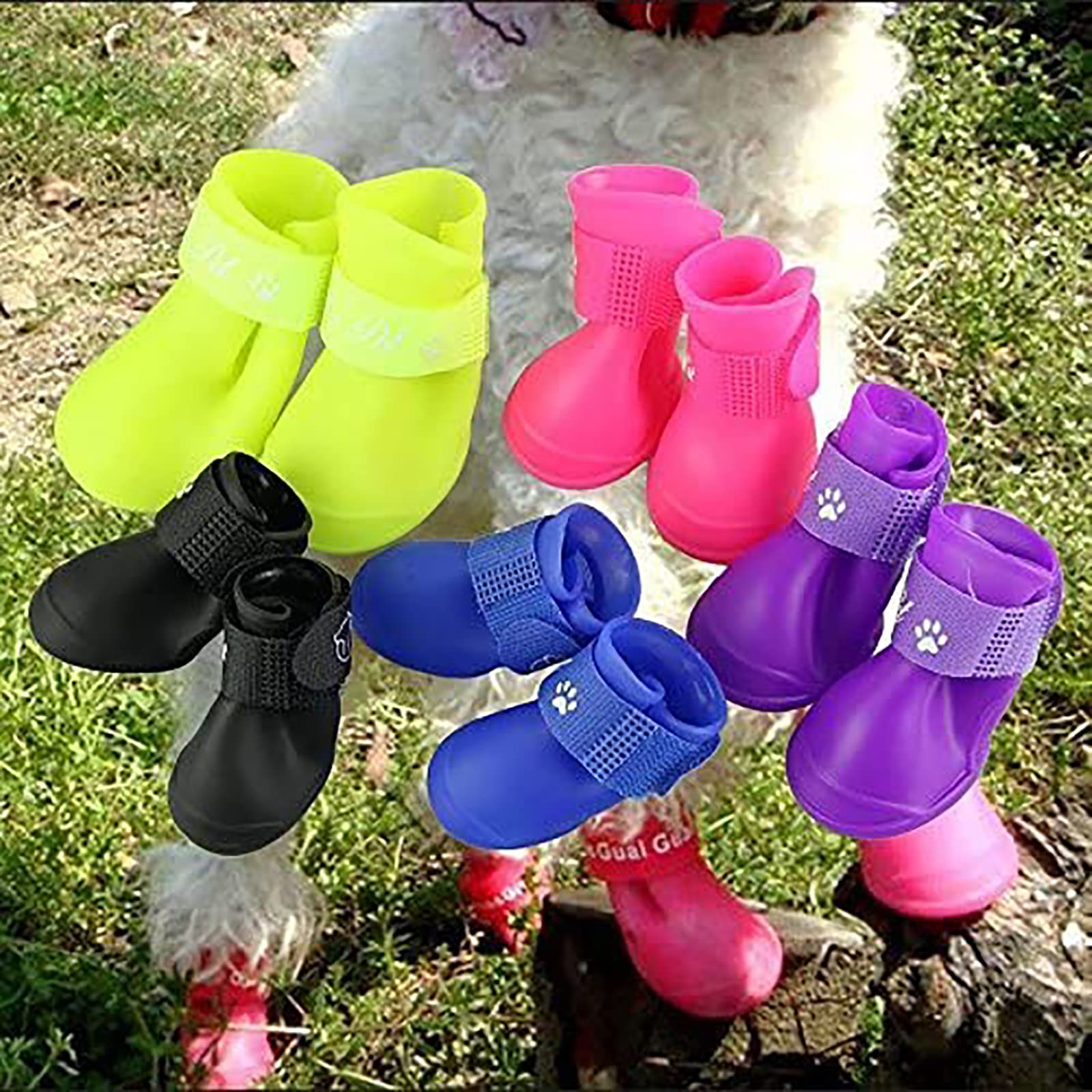 Cdycam Puppy Dogs Candy Colors Anti-Slip Waterproof Rubber Rain Shoes Boots Paws Cover (Blue, X-Large)