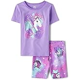 The Children's Place girls 100% Cotton Short Sleeve Top and Shorts,2 Piece Pajama Set