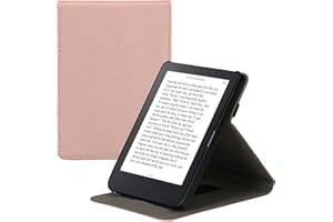 kwmobile Cover Compatible with Kobo Clara 2E / Tolino Shine 4 - Case with Strap + Stand - Rose Gold