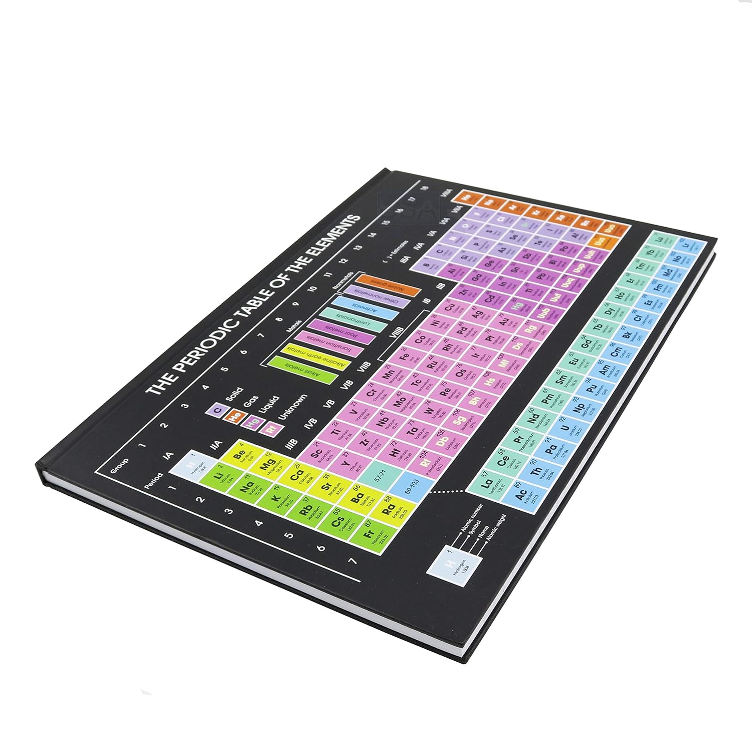 A4 Hardcover Notebook Periodic Table Elements Ruling 8 mm Without