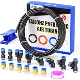 TAILONZ Black 4mm OD 2.5mm ID PU Air Hose Pipe Tube Kit 10 Meter 32.8ft | Flexible and Wear-Resistant Tubing for Pneumatic Systems, Compressors, Automotive Assembly Lines.
