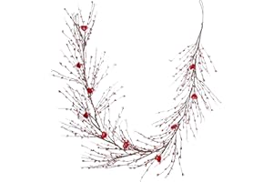 J'FLORU Valentines Day Decorations 4.5FT Artificial Valentine’s Day Garland Red Pink White Berry Garlands with Red Hearts for Valentines Day Wedding Anniversary Party Decor(Red)