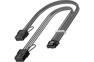 Fasgear 16 Pin GPU Cable Adapter - PCIe 5.0 12VHPWR Extension 30cm - (12+4) Male to PCIE 2x8Pin Female Sleeved 12v-2x6 Extender Cord for GeForce RTX 5070 ti 4090 4080 4070 ti 3090 ti Black