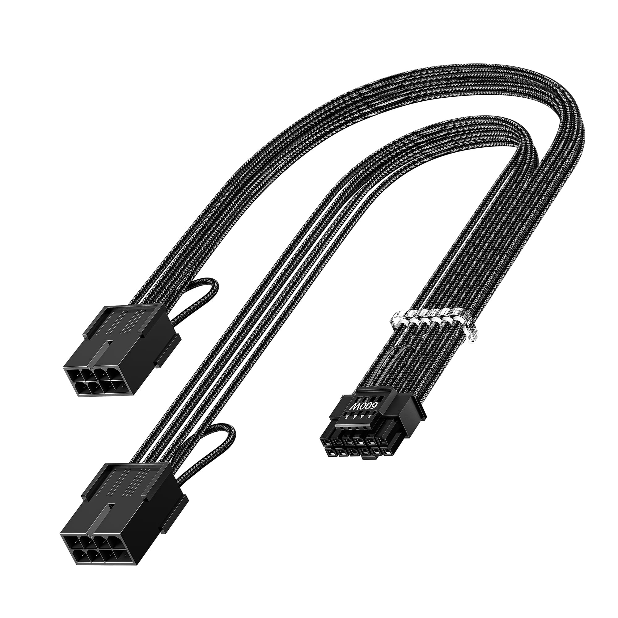 Photo 1 of Fasgear 16 Pin GPU Cable Adapter - PCIe 5.0 12VHPWR Extension 30cm - (12+4) Male to PCIE 2x8Pin Female Sleeved 12v-2x6 Extender Cord for GeForce RTX 5070 ti 4090 4080 4070 ti 3090 ti Black