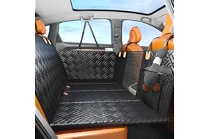 PROZAR Dog Car Seat Cover for Back Seat, Hard Bottom, Black & Orange, Universal Fit for Car, SUV & Trucks