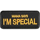 FRTKK Tactical Military Embroidered Applique Morale Hook &amp; Loop Patch Mama Says I'm Special (Yellow)