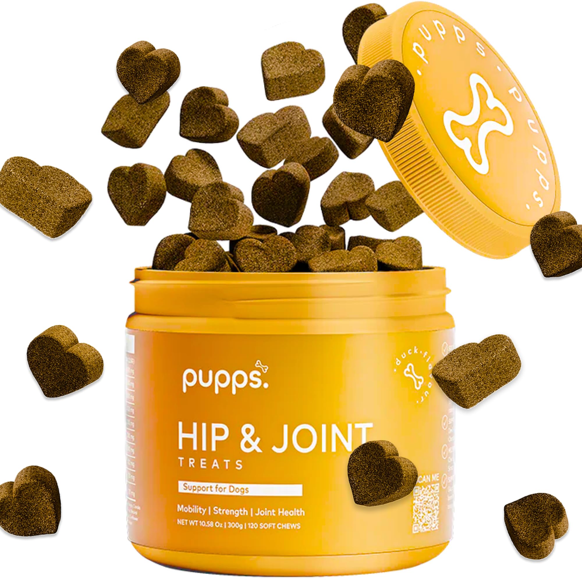Pupps Hip & Joint Dog Treats – 120 Chews with Glucosamine (1000mg), Green Lipped Mussel & MSM | Joint Support for Dogs of All Ages | Helps Mobility, Stiffness & Comfort | Vet Approved, UK Made