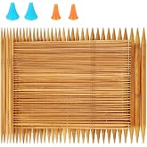 RELIAN Double Pointed , 75 Pcs Bamboo Knitting Needles Set, 15 Sizes from 2.0mm-10.0mm(8 Inches Length)+ 4Pcs Knitting Needles Point Protectors