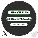 Trampoline Mat Replacement,12.6ft Diameter Mat with 72 Rings,Fits 14ft Trampoline and 5.3-5.7&ldquo; Spring (Frame &amp; Spring Not Include)
