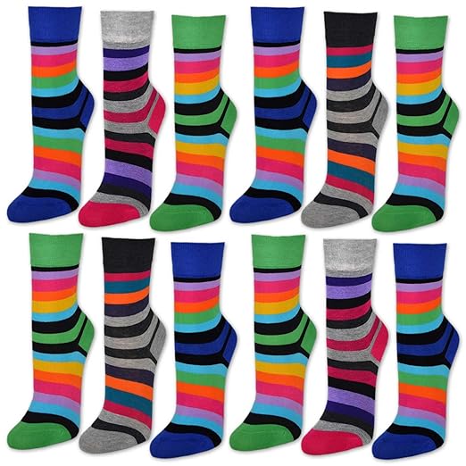 6 oder 12 Paar Damensocken Baumwolle Ringel ohne Naht Damen Socken Geringelt - 11979 - sockenkauf24