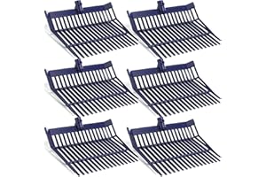 Lasnten 6 Pcs Manure Fork Replacement Head, 18 Tines Pitchfork Head with Screws and Nuts, Horse Manure Rake for Picking up Grass and Hay (Navy)