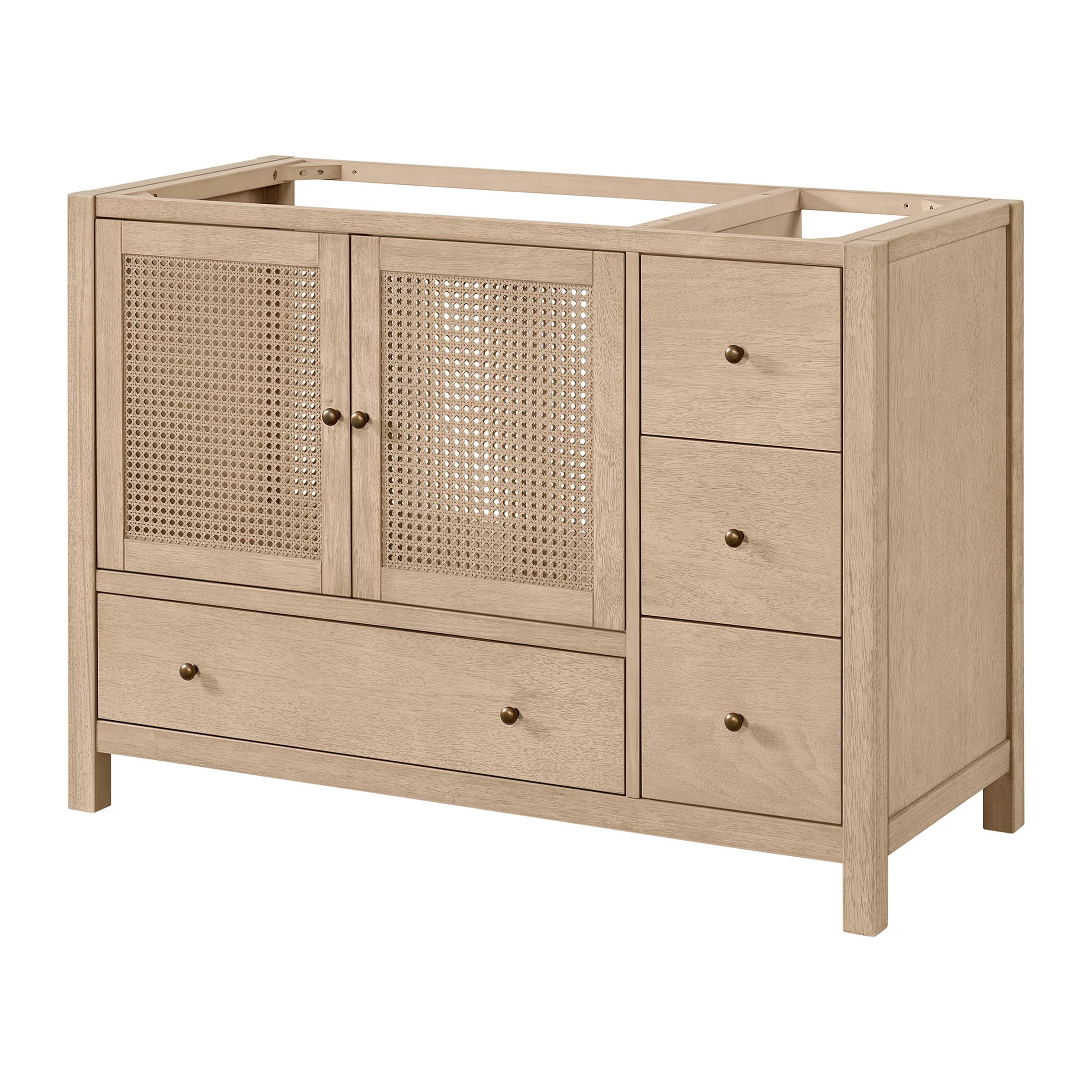 Photo 1 of **ASSEMBLY INSTRUCTIONS INCLUDED** Alaterre Furniture Lucca 48 Inch Bathroom Vanity - Freestanding Cabinet Without Sink - Wood Bathroom Vanity with Large Bottom Drawer, 3 Small Drawers, and Soft-Close Doors (Natural)