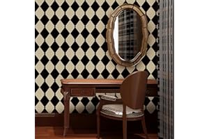 Simon&Siff Retro Checkered Peel and Stick Wallpaper Black and White Wallpaper Vintage Plaid British Geometric Wall Paper for Bathroom Kitchen Cabinet Contact Paper 17.3"x78"