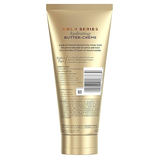 Amazon Com Gold Series Butter Creme Hair Treatment With Argan Oil Sulfate Free With Argan Oil Intense Hydrating From Pantene Pro V For Natural And Curly Textured Hair 6 8 Fl Oz Beauty