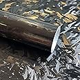 Lypumso Eletroplated Forged Carbon Fiber Vinyl Wrap, Gloss Black Plating Chrome Mirror Car Wrap Vinyl DIY Auto Sticker Decal Film Sheet with Bubble Free Air Release 1ft x 5ft
