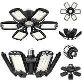 SYDHTF LED Garage Lights 2 Pack, 18000LM 180W Deformable Shop Light with 6+1 Adjustable Panels, 6500K Daylight White Ceiling 