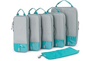BAGSMART 6 Set Compression Packing Cubes, Lightweight Vacation Travel Essentials for Women, Travel Accessories for Suitcase O