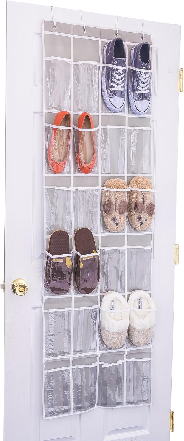 Home Novelties 24 Clear Pocket Over The Door Hanging Shoe