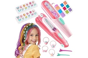 KIDZKUBE Hair Gem Stamper Kit with Temporary Hair Chalk,Washable Hair Chalk for Girls, Hair Styling Tool with REUSABLE Shining Diamonds Hair Color Dye, Toys Gifts for Girls Ages 3 4 5 6 8-12